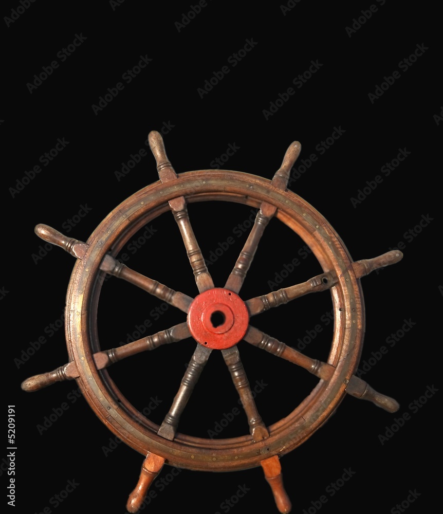 Steering wheel from wood isolated on black