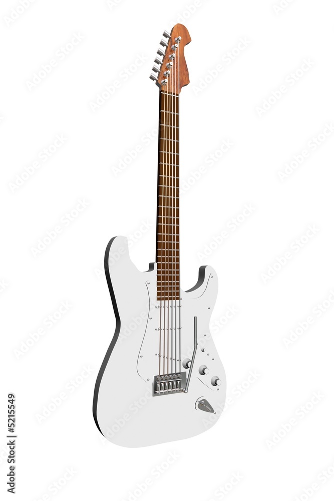 guitare electrique 3D blanche - info2d3d
