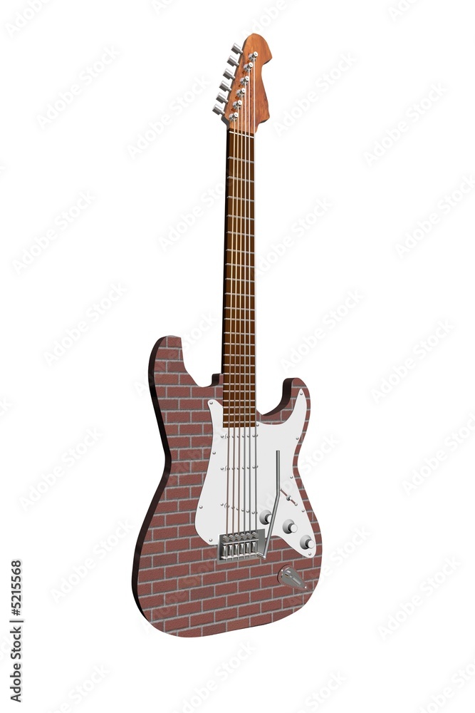 Obraz premium guitare electrique 3D brique rouge - info2d3d