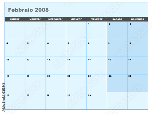 Calendario vettoriale febbraio 2008 photo