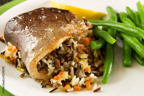 Roasted trout with rice