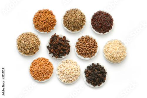 Spices grains and condiments