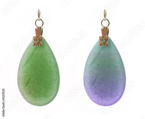Colorful tear drop pendants isolated on white 