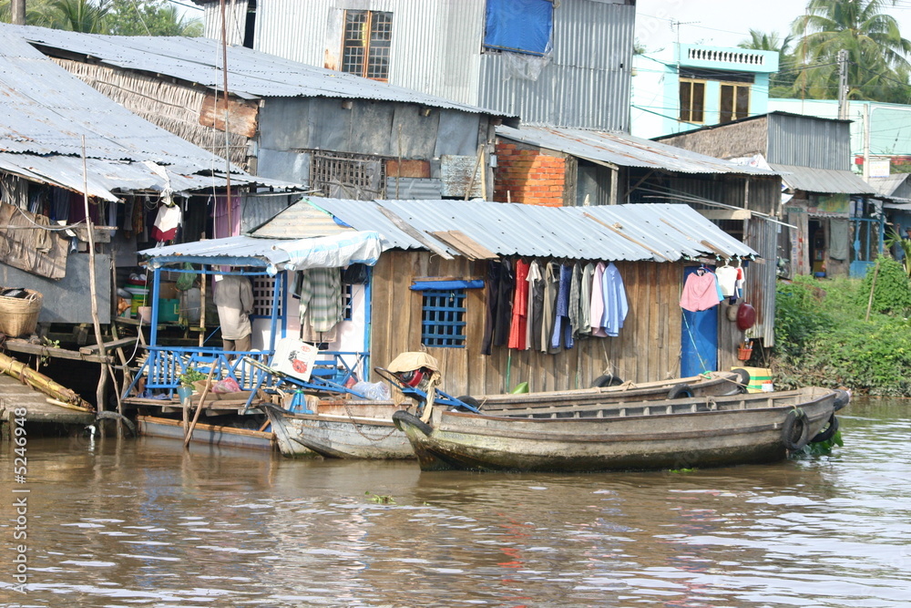 Barque sur le Mekong Marché flottant