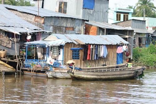 Murais de parede Barque sur le Mekong Marché flottant