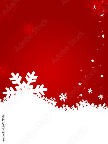 abstract snow flakes in red background