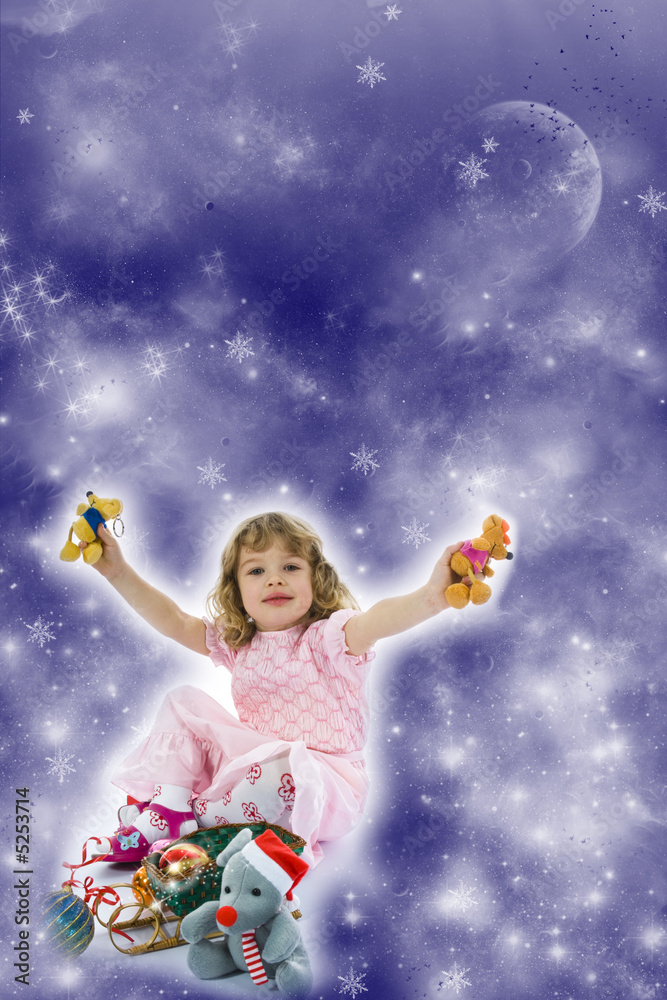 Beautiful little girl with christmas decoration Beautiful little girl with christmas decoration