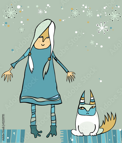 Girl with disaffected cat