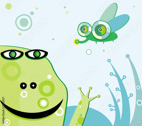 The pond. Frog and mosquito