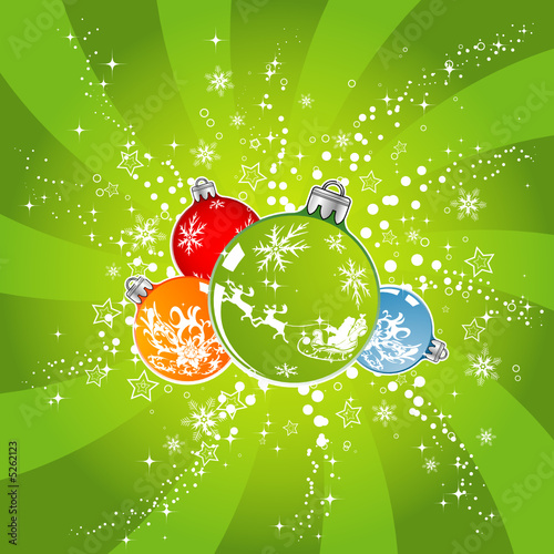 Christmas background with baubles, vector illustration