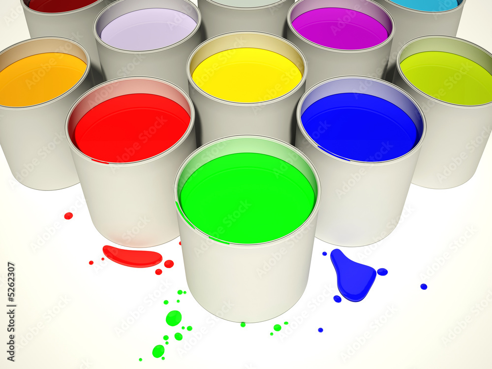 Illustrazione Stock Barattoli di vernice colorata | Adobe Stock