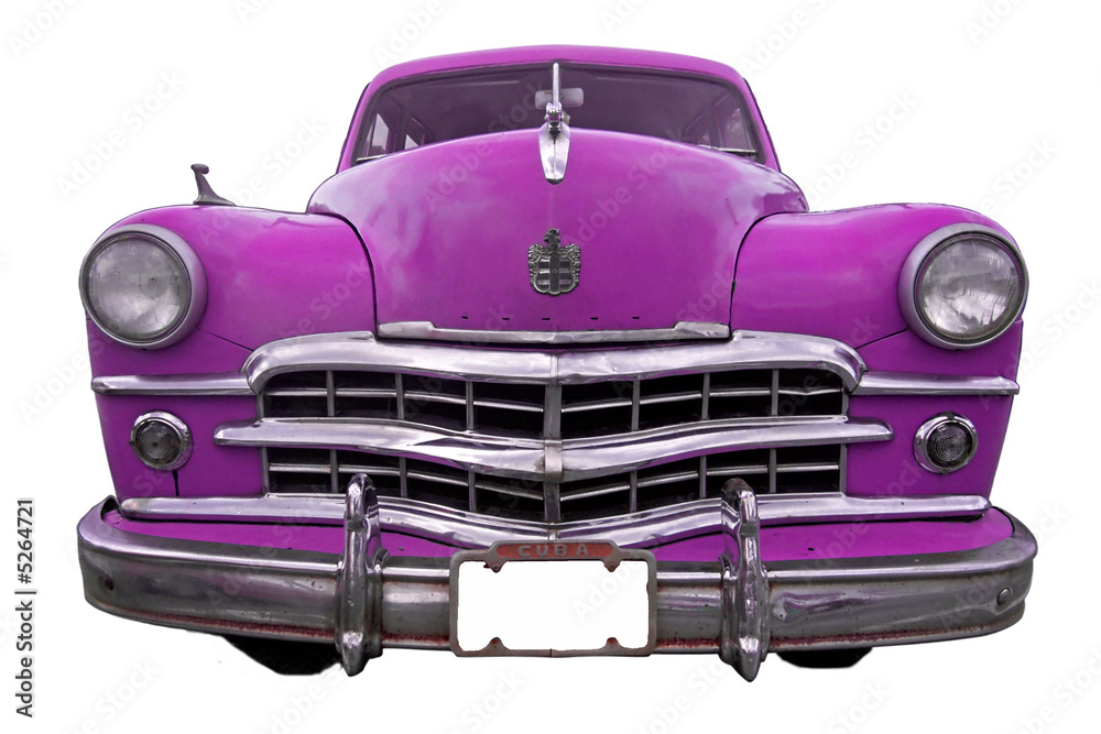pink oldtimer car  - Cuba