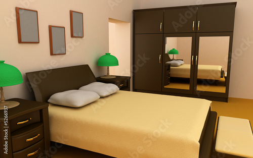 cosy bedroom interior 3d