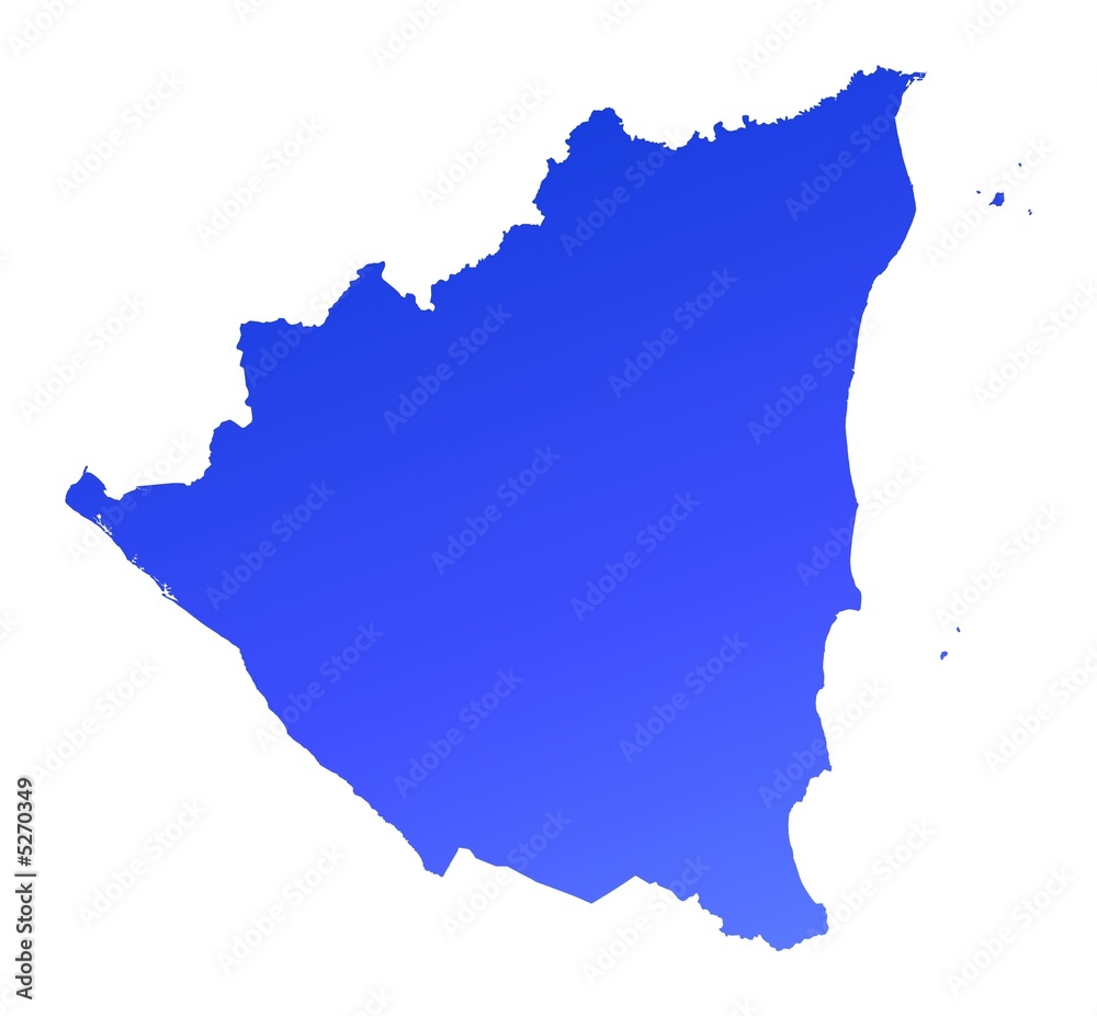 blue gradient map of Nicaragua