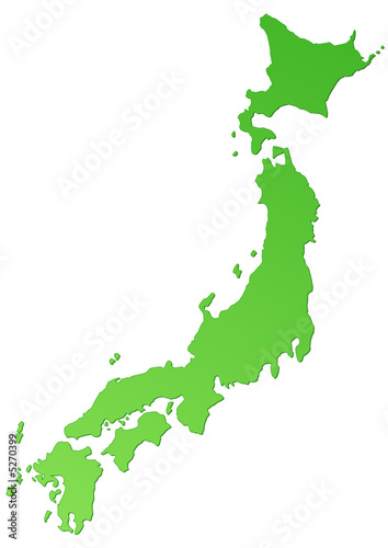 Carte du Japon verte