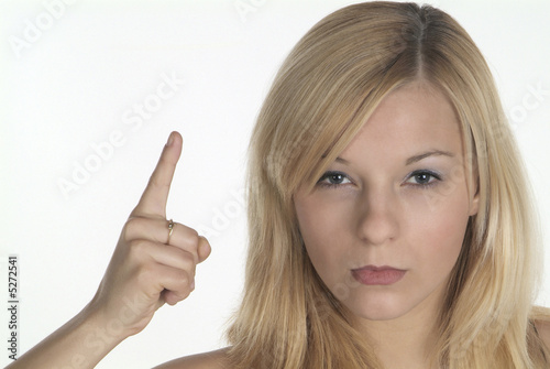 Foto woman shows finger