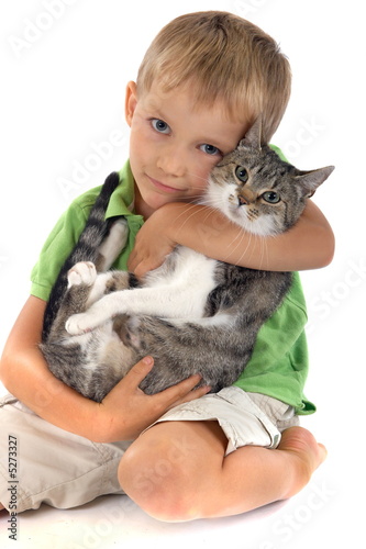 Boy with cat photo