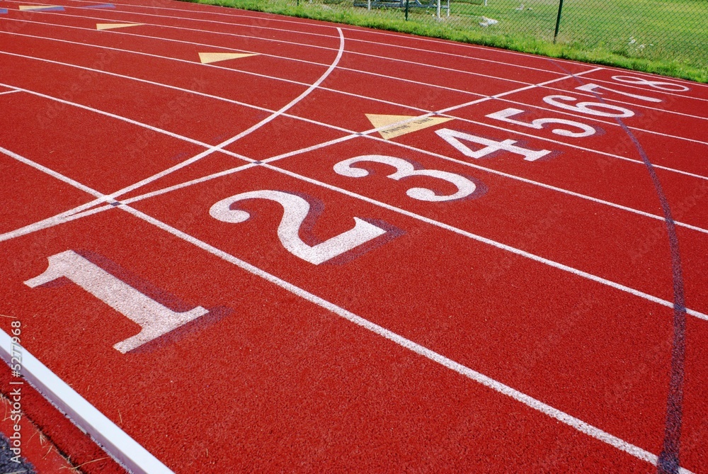 Numbered lanes on a track.