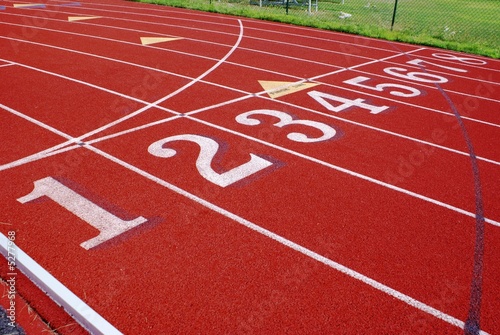 Numbered lanes on a track.