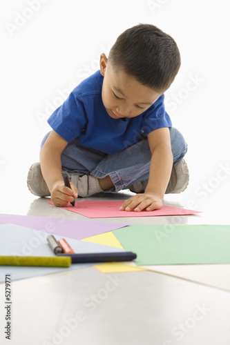 Boy drawing.