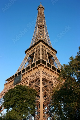 The Eiffel Tower by sunset, diagonal view