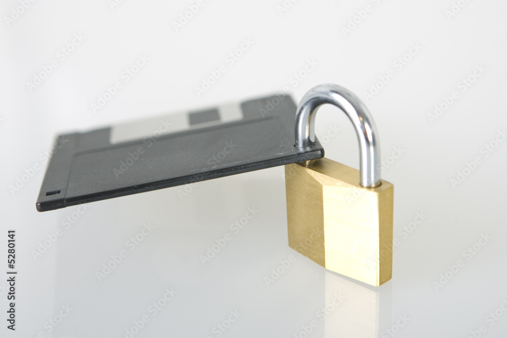 Naklejka premium Vorhängeschloss sichert Diskette