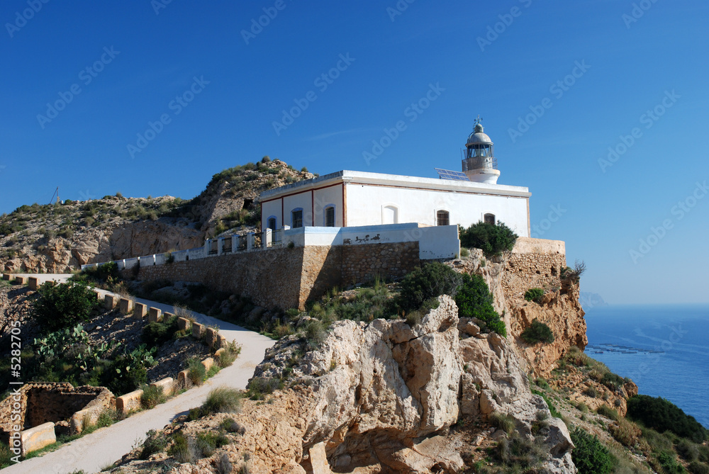 Lighthouse at the Mediterranean Coast in Spain