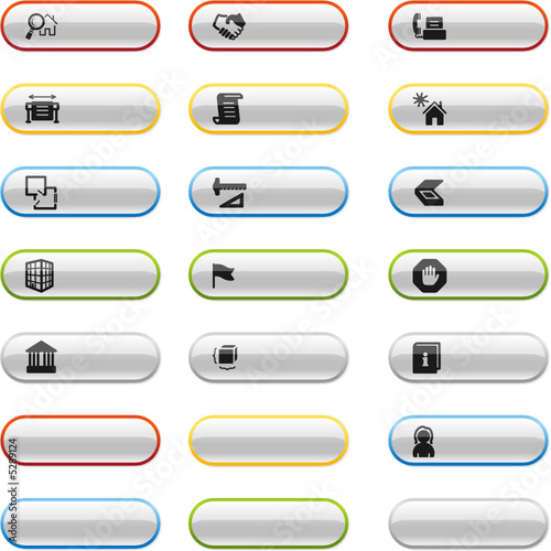Glossy buttons with building icons