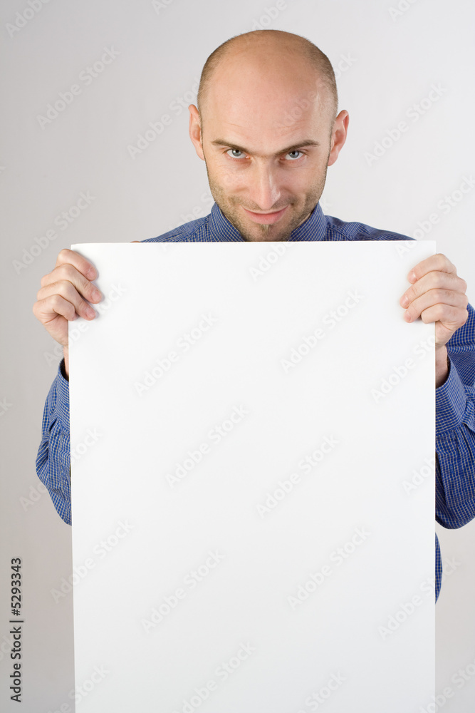 Smiling Man with Sign Smiling Man with Sign