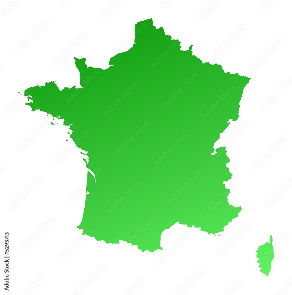 green gradient map of France