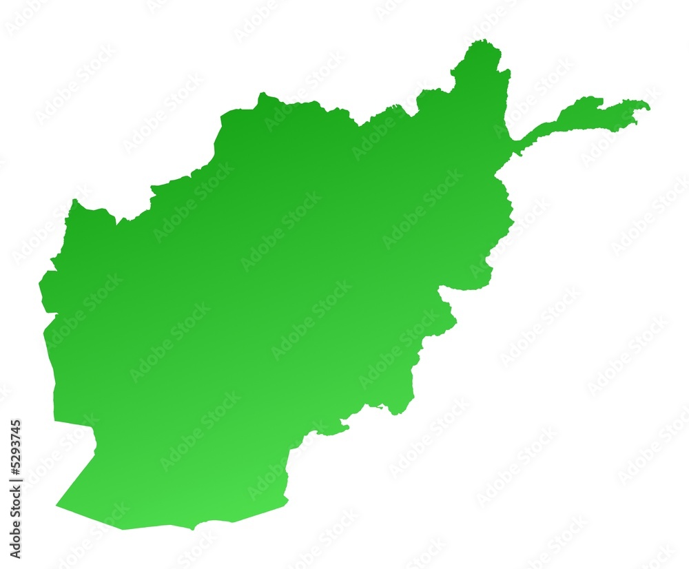green gradient map of Afghanistan