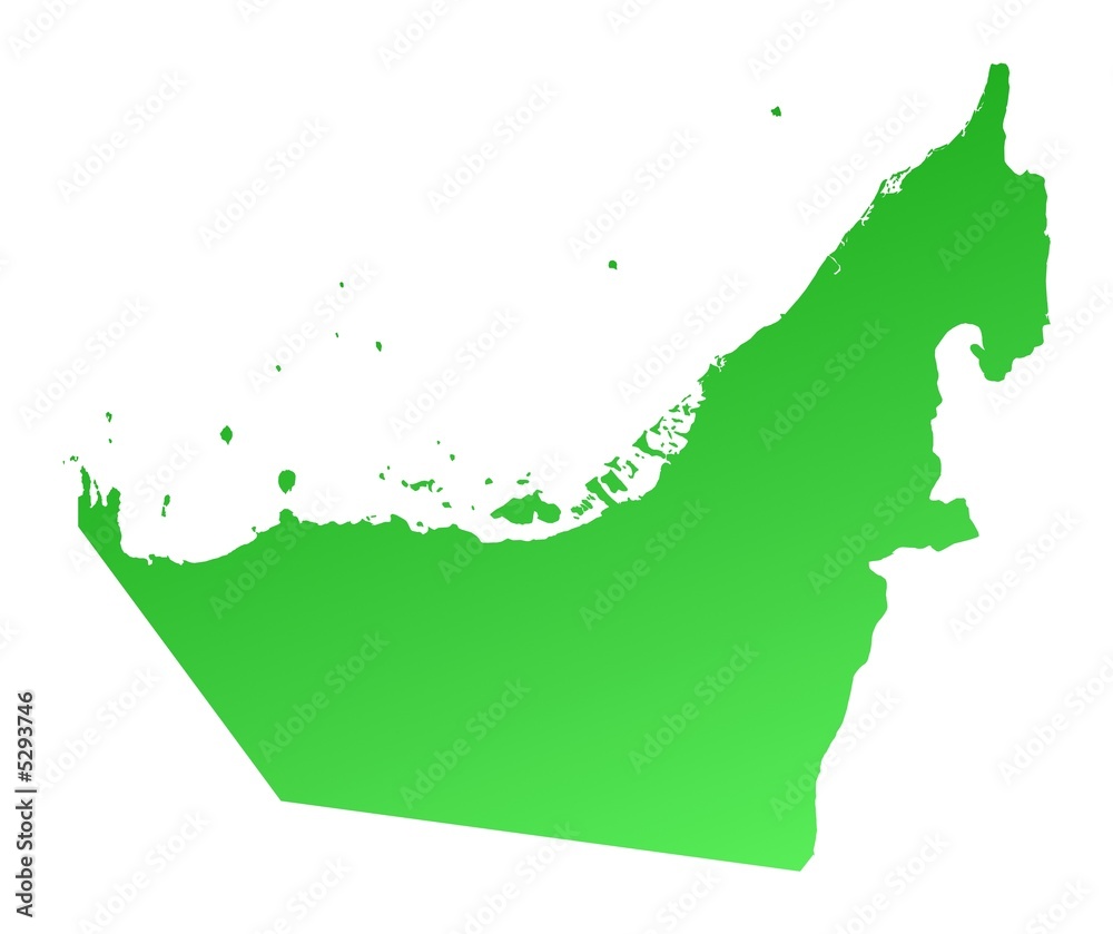 green gradient map of United Arab Emirates