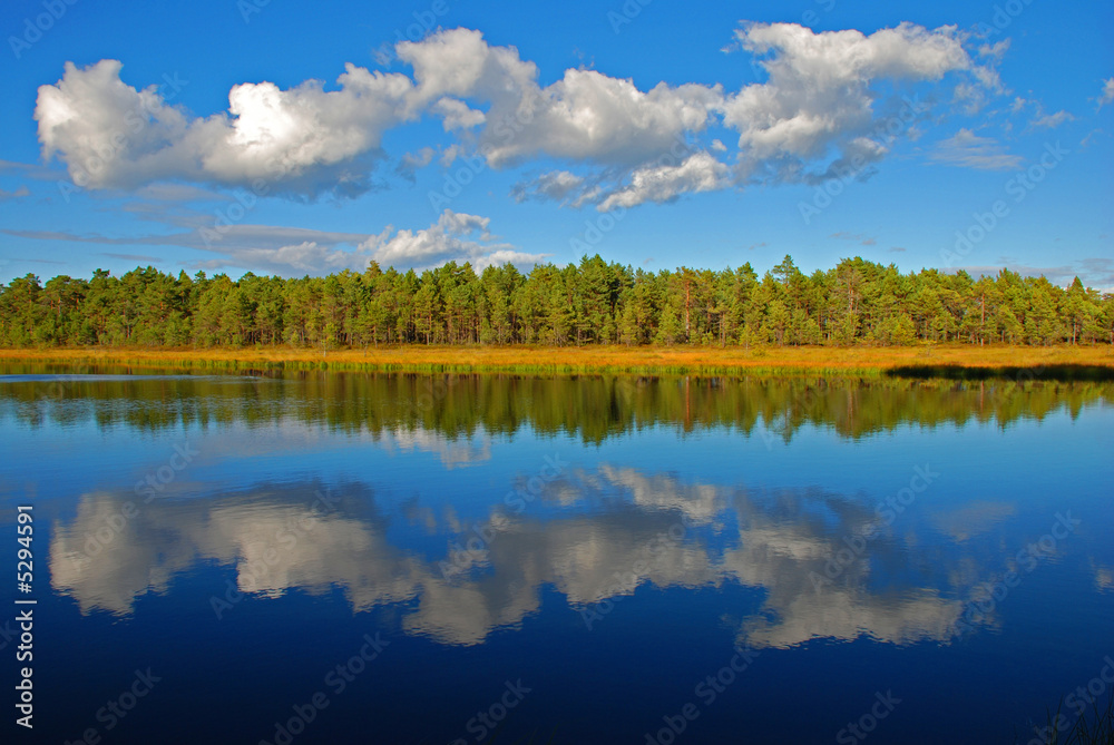 Reflection on still lake Reflection on still lake