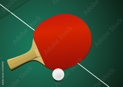Raquette de ping pong sur table