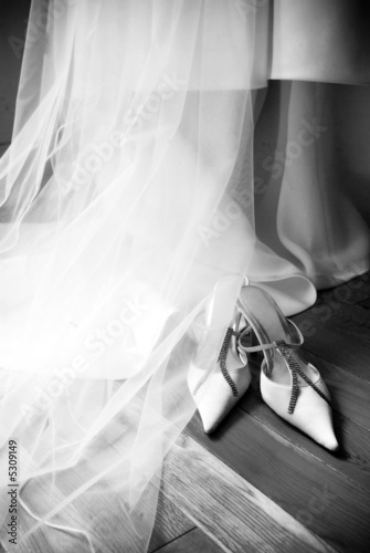 wedding dress with shoes photo