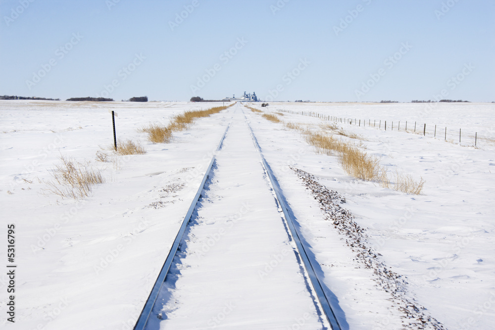 Railway tracks in snow.