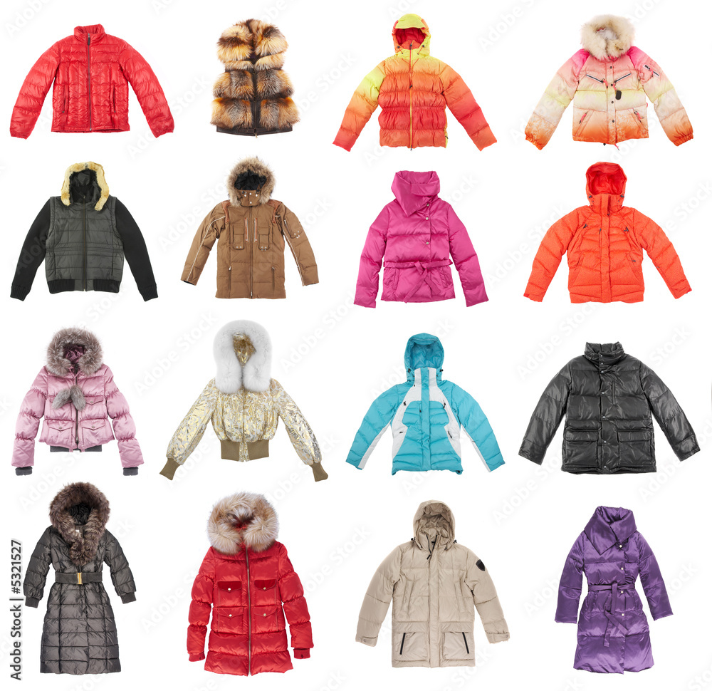Sixteen winter jackets - obrazy, fototapety, plakaty 