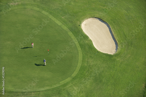 Aerial of golf course.