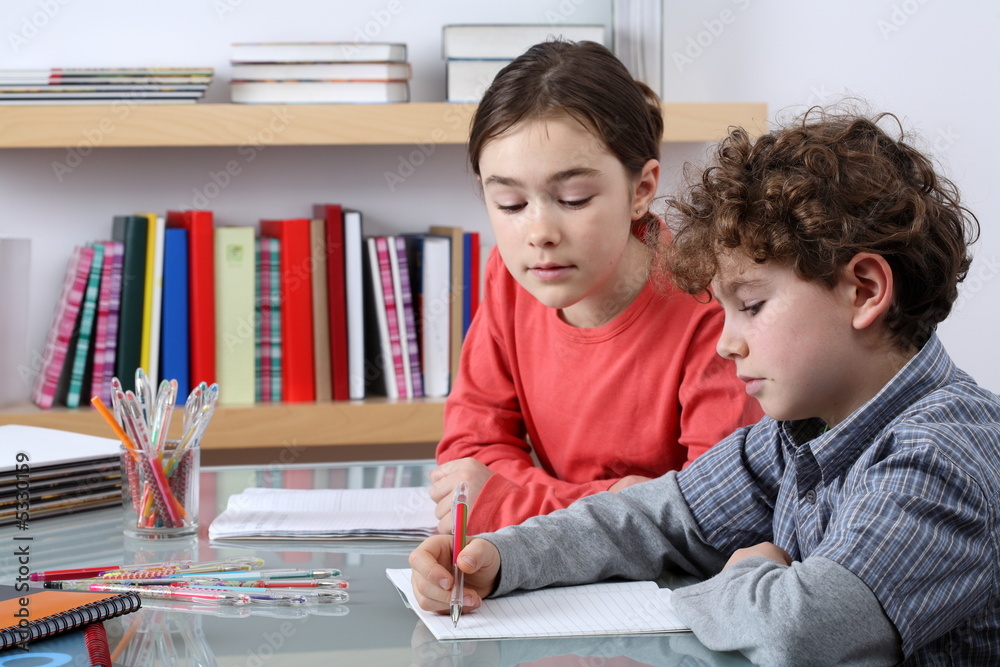 Girl and boy learning Girl and boy learning