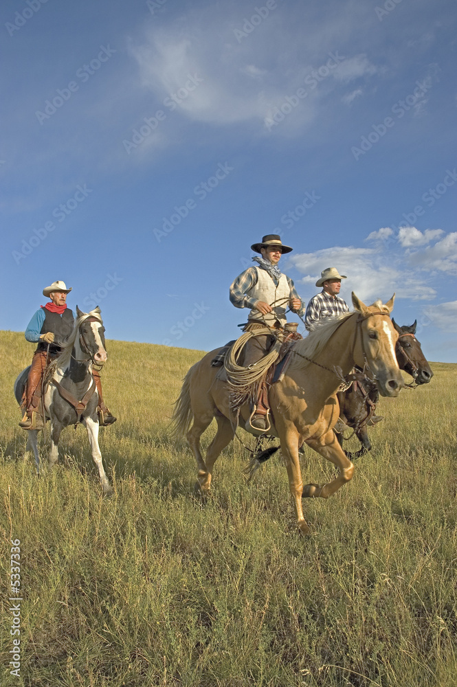 Cowboys on horseback
