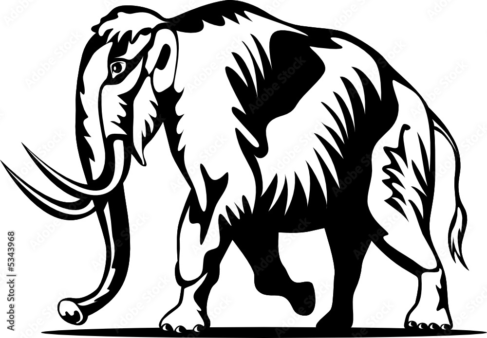 Woolly mammoth woodcut style Woolly mammoth woodcut style