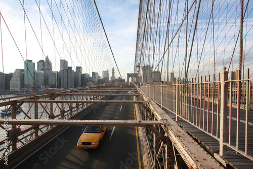taxi on brooklyn bridge  nyc