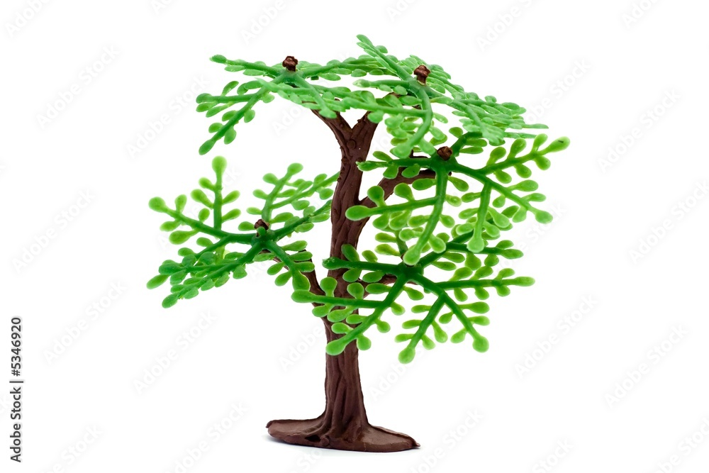 Plastic toy tree isolated on white background Plastic toy tree isolated on white background