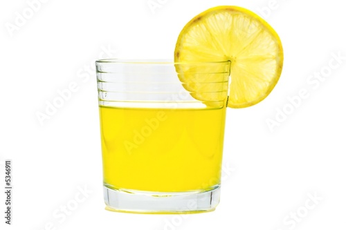 Glass with lemonade isolated on white background