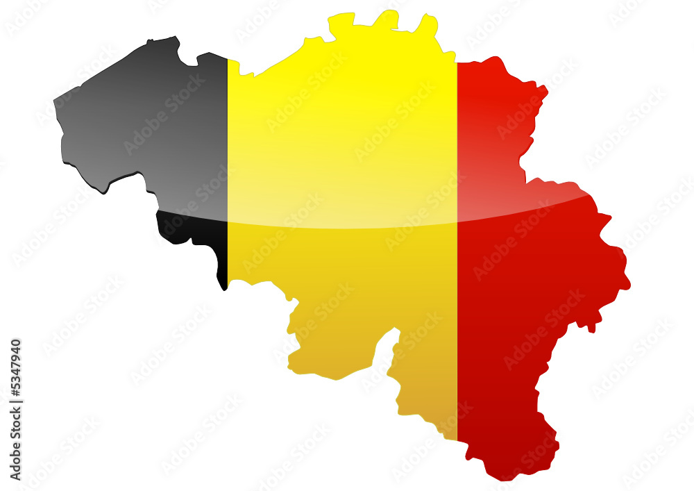 Fototapeta premium Carte de la Belgique (drapeau métal)