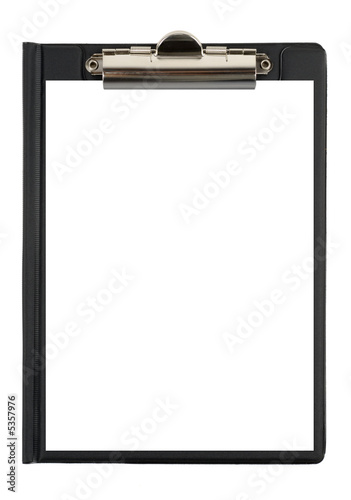 Black file with shite paper isolated over white background