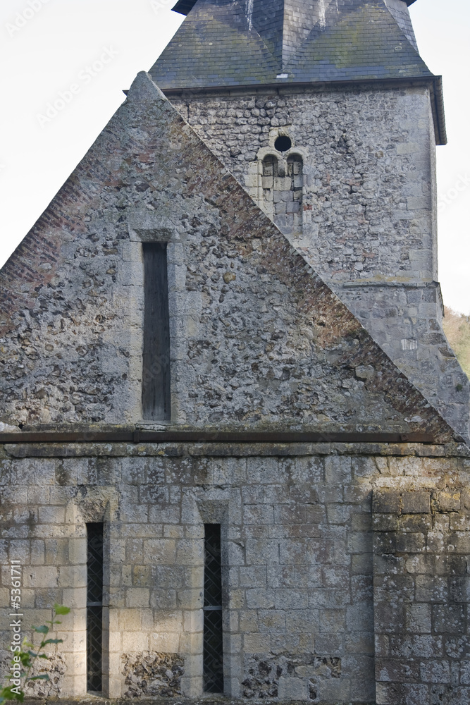 Very old French church located in Normandy France