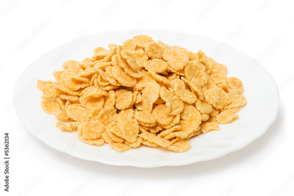 Cornflakes on white background. Healthy food image series Cornflakes on white background. Healthy food image series