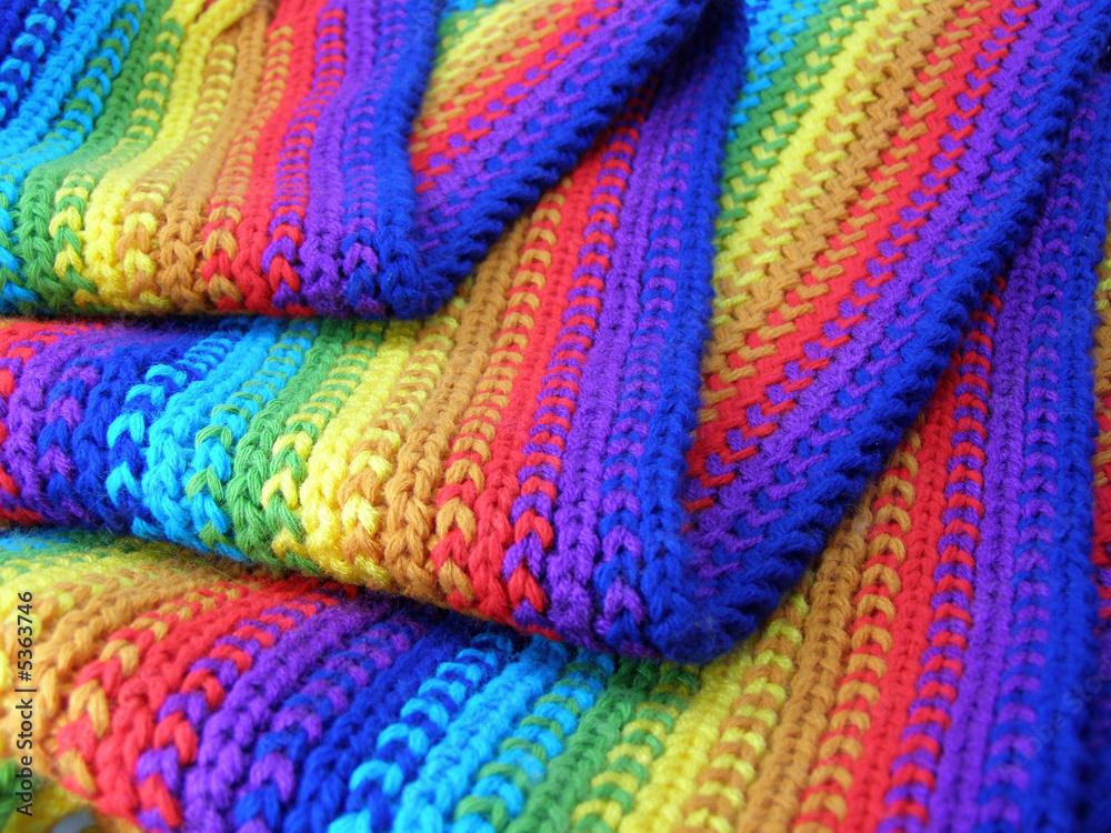 varicoloured woolen scarf pattern like color rainbow