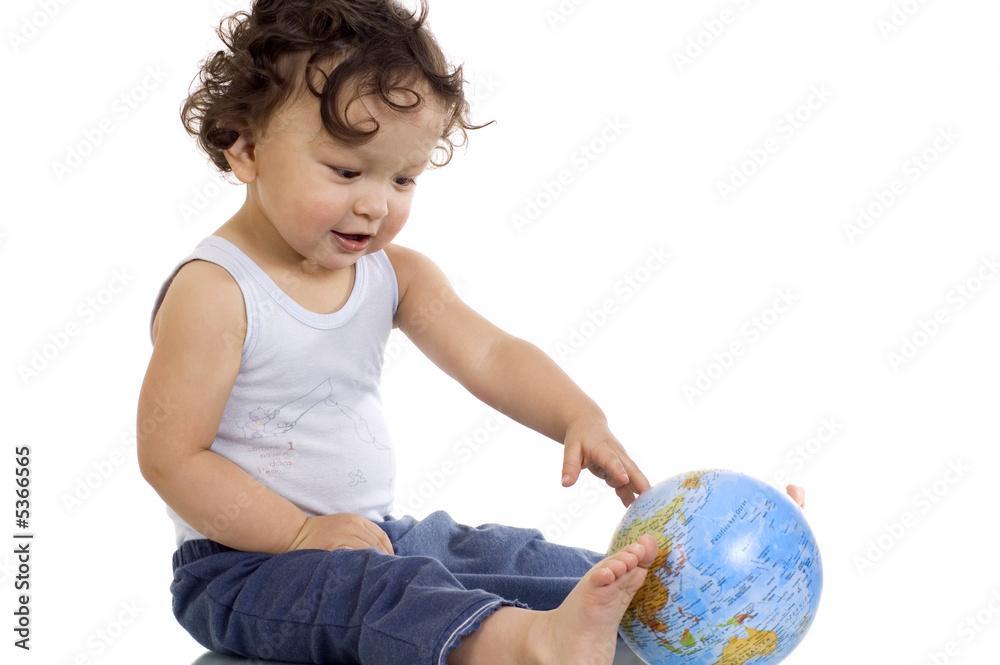 Child  with globe.